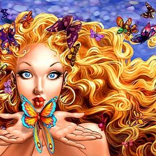 Схема вышивки «Девушка с бабочками»
