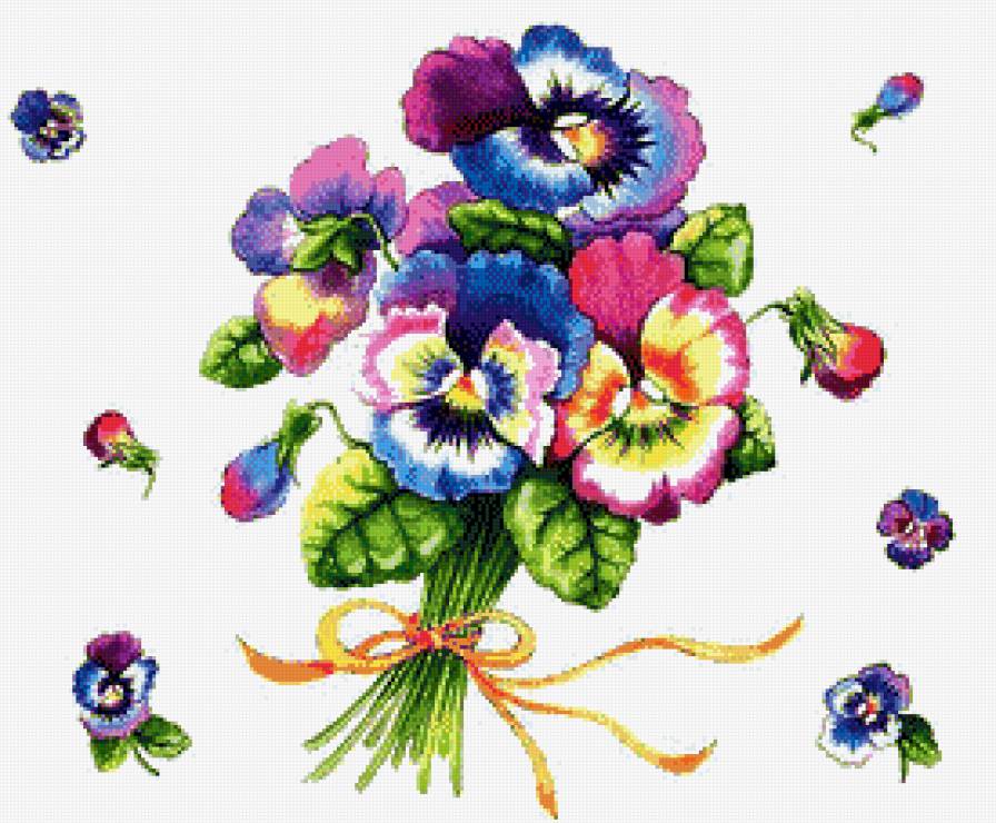 Анютки - красота, анютины глазки, анютки, виола, букет, фиалка, цветы - предпросмотр