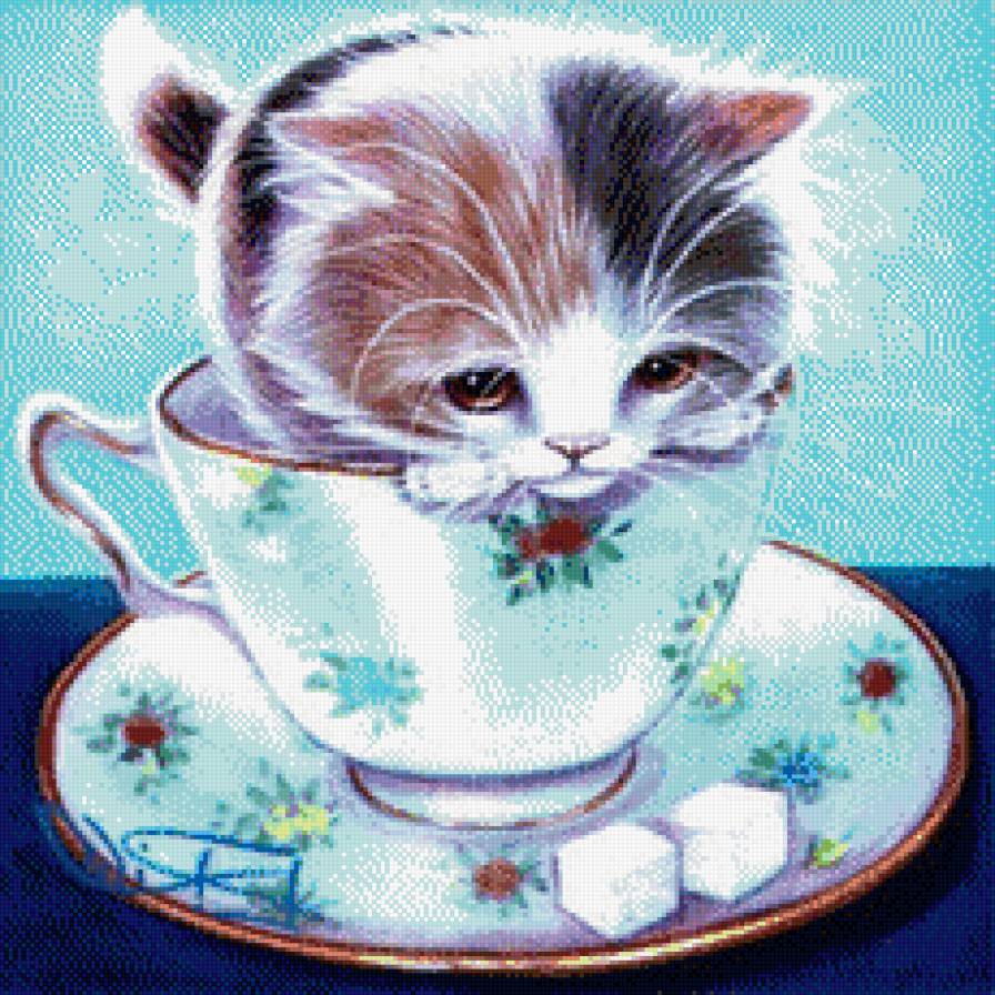 Котик в чашке - очаровашки, лапушки, кошечки, кошки - предпросмотр