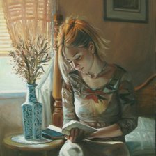 Схема вышивки «С книгой у окна»