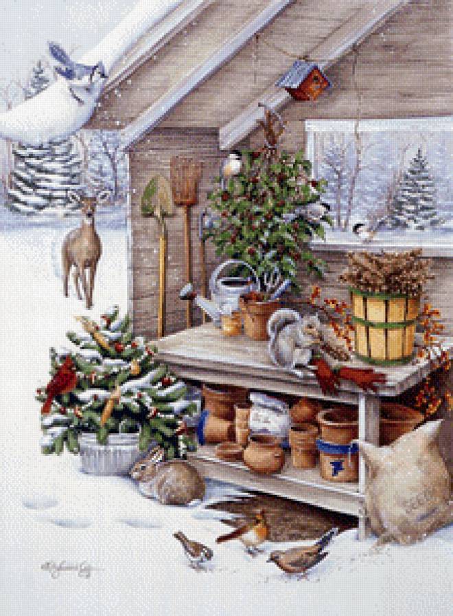 Рождественская 6 - животные, птицы, зима - предпросмотр