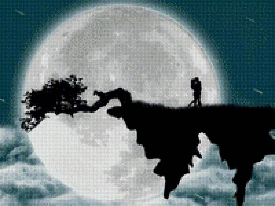 Влюбленные - романтика, луна, любовь - предпросмотр