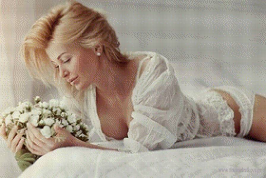 девушка с букетом - девушка, букет - предпросмотр