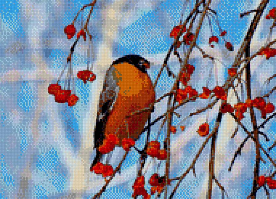 зима - зима, птицы, рябина - предпросмотр