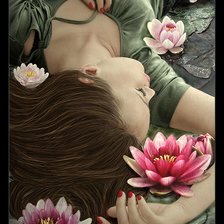 Схема вышивки «Девушка в лотосах»