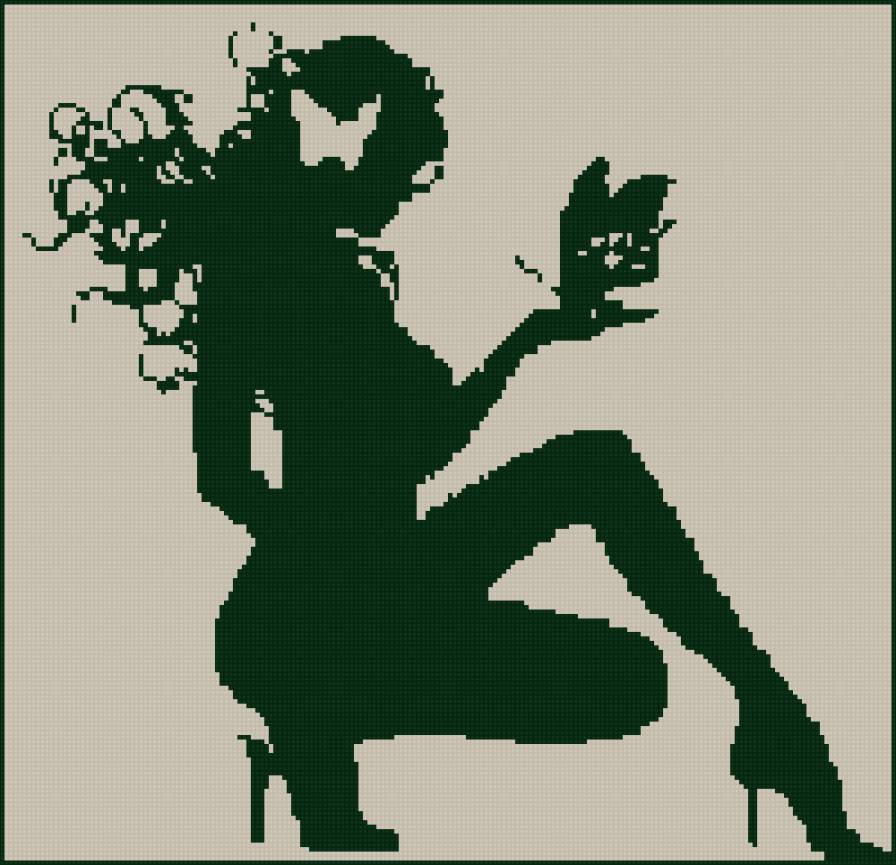 Девушка с бабочкой ч/б - предпросмотр