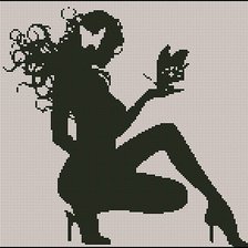 Схема вышивки «Девушка с бабочкой ч/б»