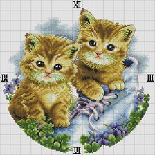 Схема вышивки «часики котики»