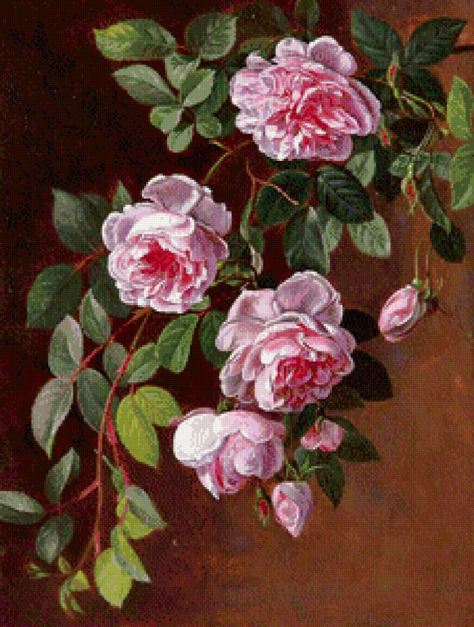 розы - роза, живопись, картина, куст, цветы - предпросмотр