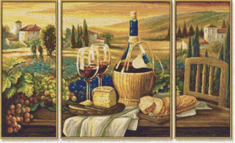 Натюрморт с вином - триптих - предпросмотр