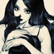 Схема вышивки «Девушка с котом»