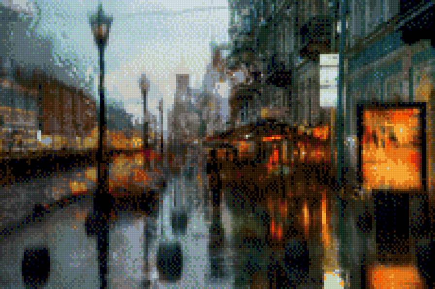 Дождь. - город, дождь, улица - предпросмотр