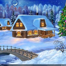 Схема вышивки «Новогодний пейзаж»