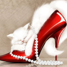 Схема вышивки «кот в туфле2(гламурная кошка)»