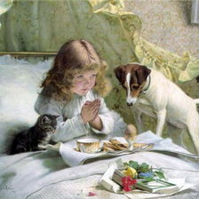 Схема вышивки «Молитва перед завтраком»