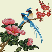 Схема вышивки «птицы на ветке»