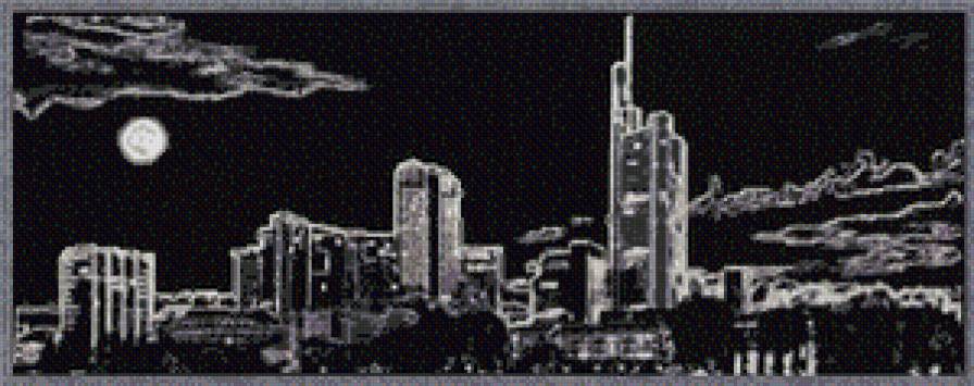 ночной город - город, монохром - предпросмотр