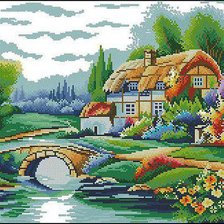 Схема вышивки «домик у воды»