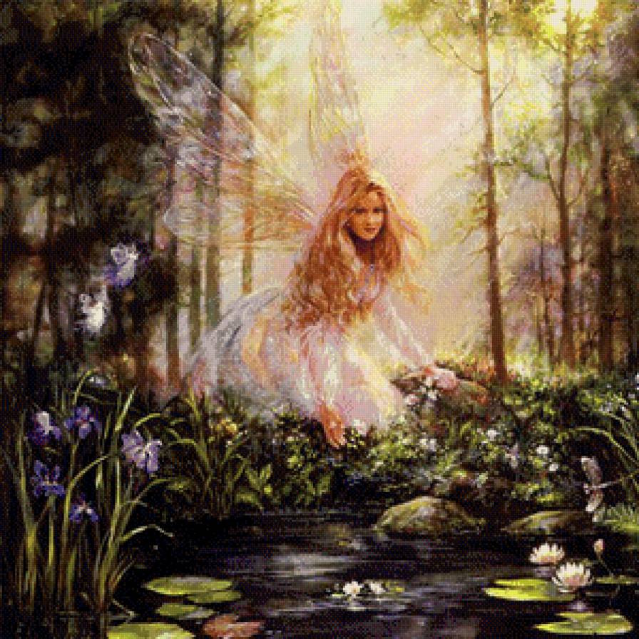 Серия "Сказка" - пейзаж, феи, сказка, река, девушка - предпросмотр