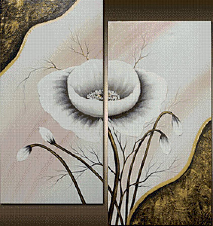 Белый мак - диптих - предпросмотр