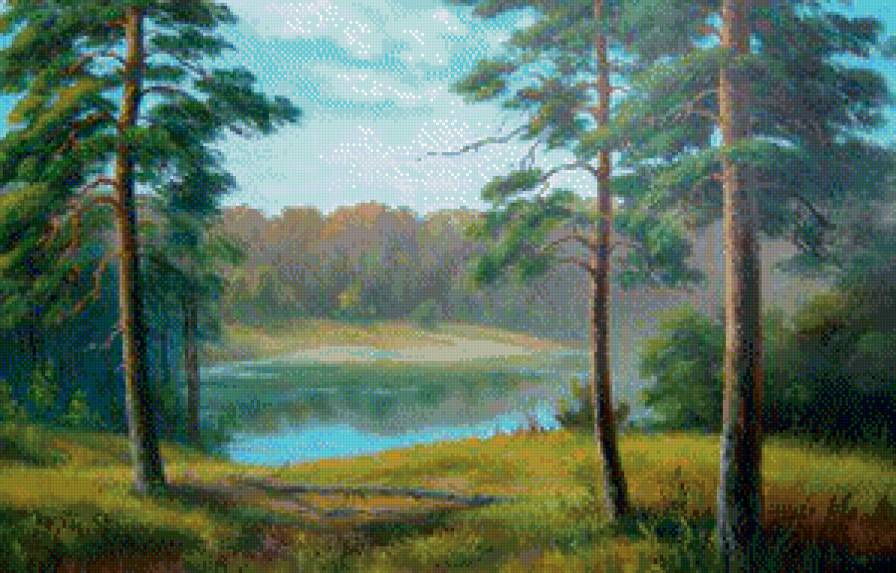 Сосновый лес - пейзаж, лето, лес, природа, река, озеро - предпросмотр