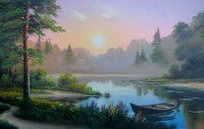 Схема вышивки «Закат в лесу»