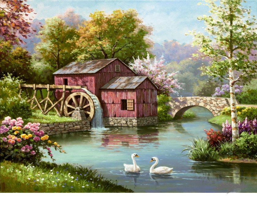 старая мельница - картина - оригинал