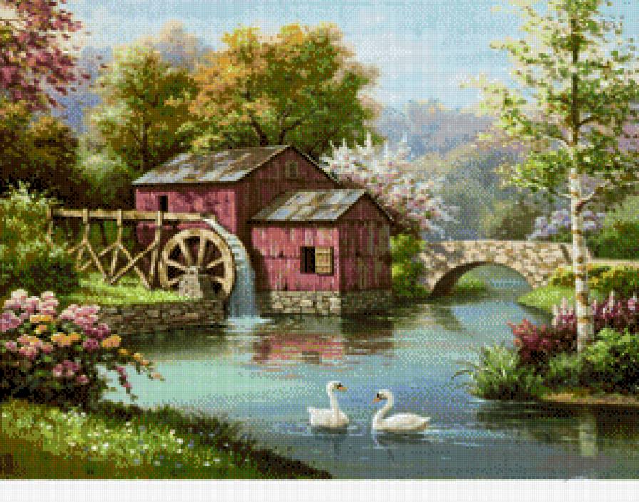 старая мельница - картина - предпросмотр