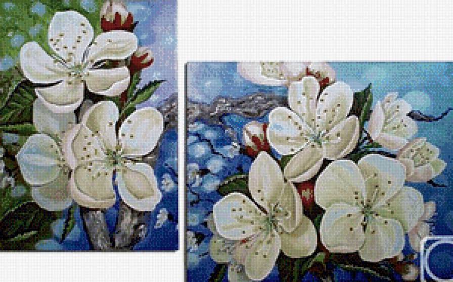 Диптих - цветы, яблоня, диптих - предпросмотр