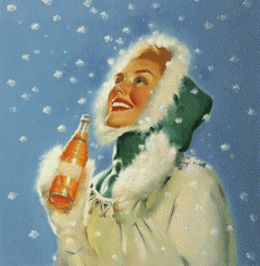 Падает снег - снег, девушка, зима - предпросмотр