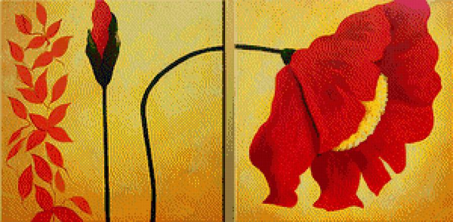 Красный мак - диптих - предпросмотр