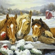 Схема вышивки «кони»