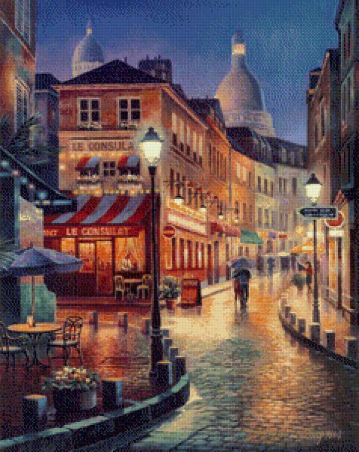 №466989 - ночь, город, картина, дождь - предпросмотр