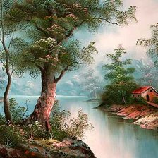 Схема вышивки «дом у реки»