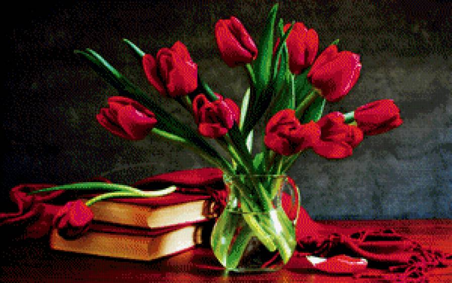 Тюльпаны - тюльпаны, натюрморт, букет - предпросмотр