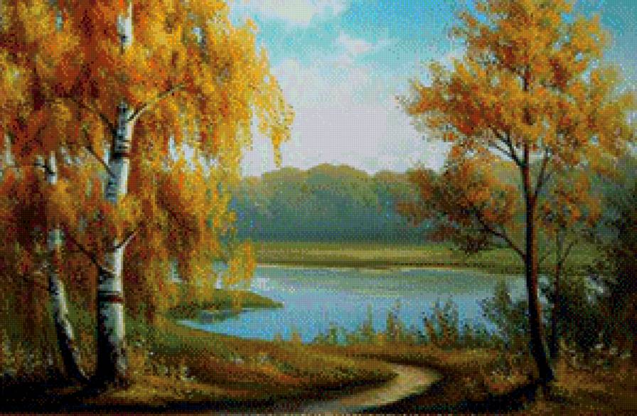 Осень - пейзаж, лес, озеро - предпросмотр