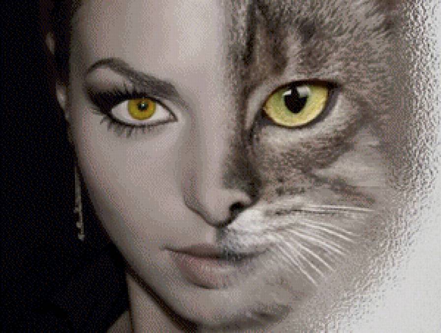 Девушка-кошка - фэнтези, кошка, девушка - предпросмотр