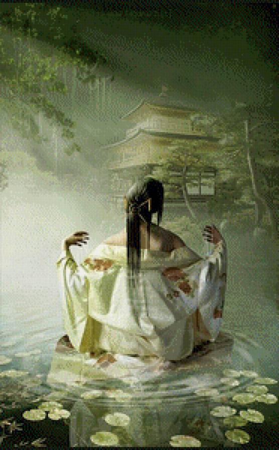 Купание гейши - восток, гейша, япония - предпросмотр