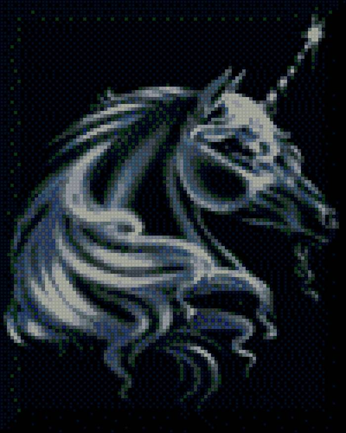 единорог - единорог, монохром - предпросмотр