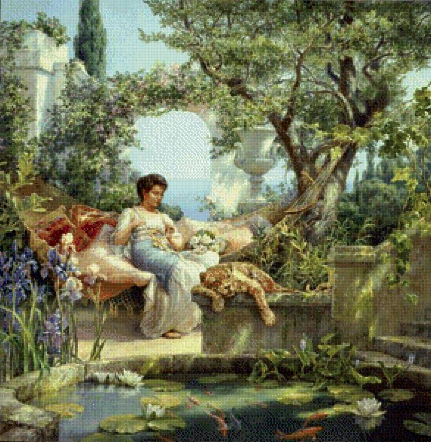 девушка в саду - предпросмотр