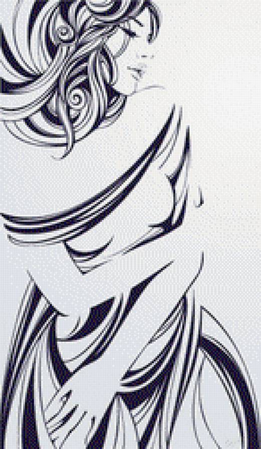 Девушка - монохром, девушка - предпросмотр