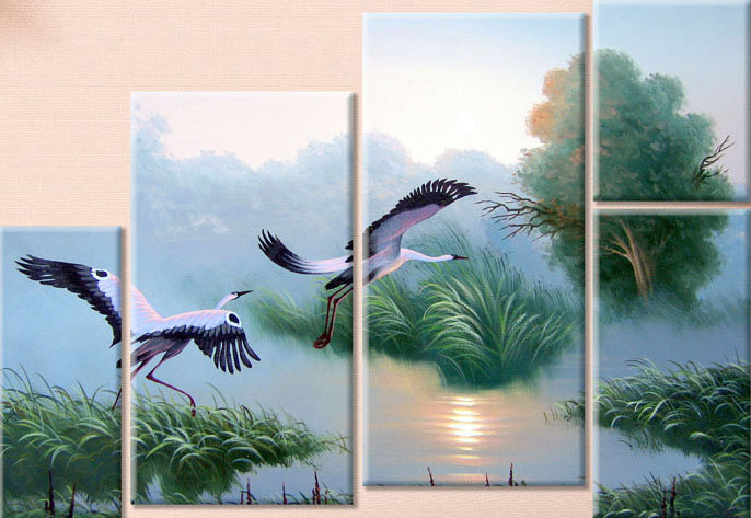 Журавли - полиптих - оригинал