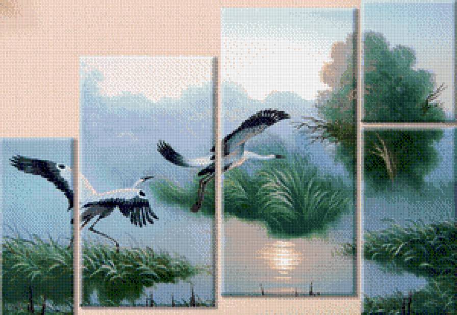 Журавли - полиптих - предпросмотр
