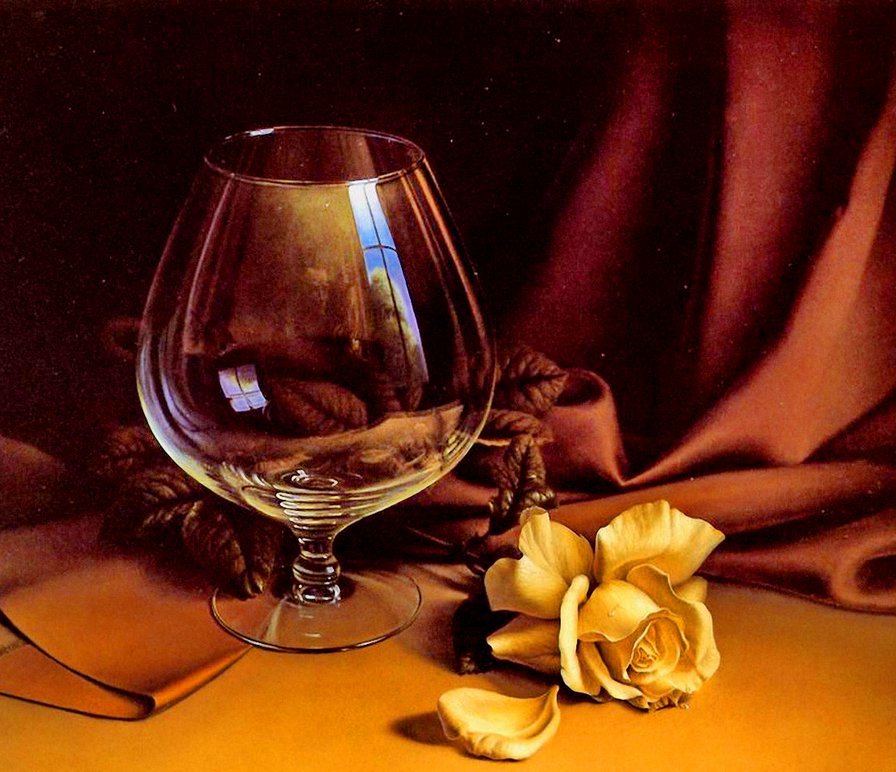 Бокал и желтая роза - оригинал