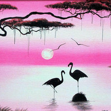 Схема вышивки «розовый фламинго»