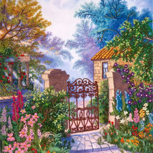 Схема вышивки «цветочная калитка»