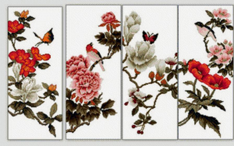 полиптих - полиптих, цветы - предпросмотр