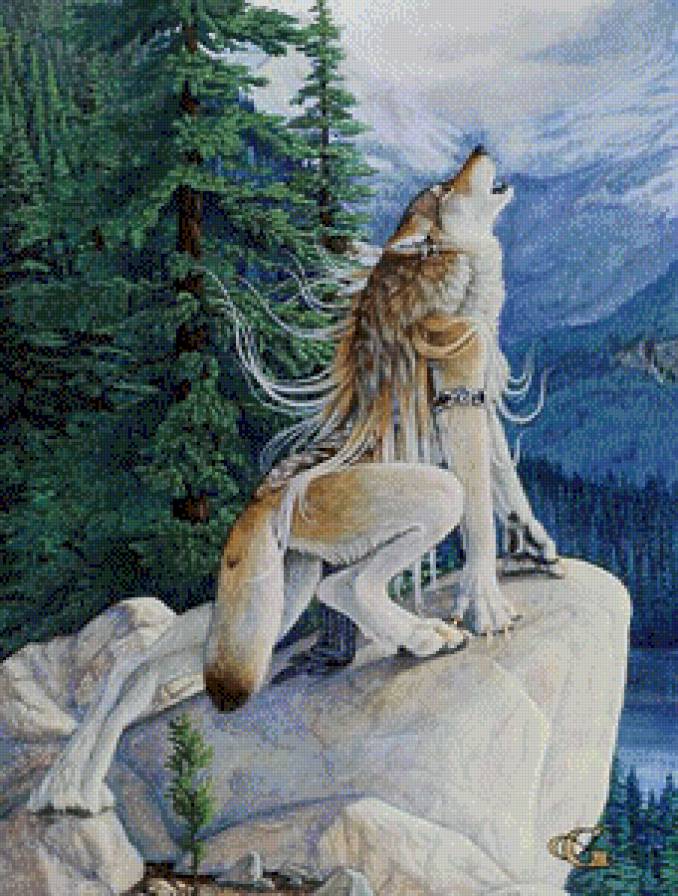 волчица - волк, девушка - предпросмотр