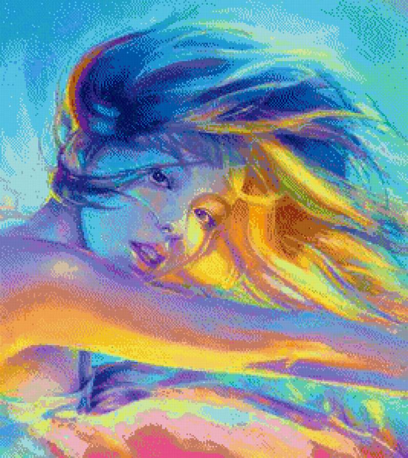 девушка на ветру - картина, женщина, девушка, , красота женщины, фэнтези - предпросмотр