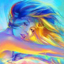 Схема вышивки «девушка на ветру»